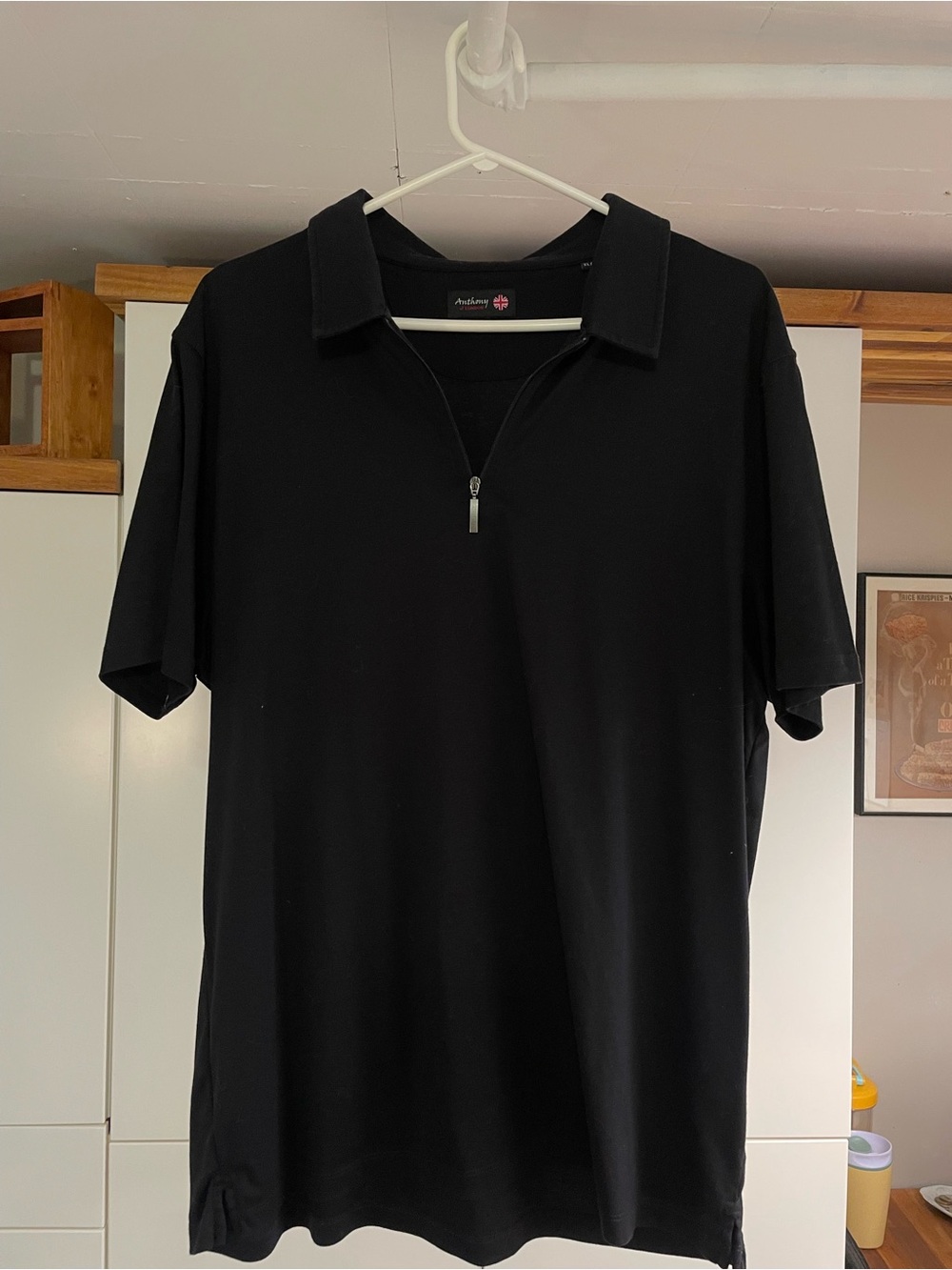 Anthony Men's Black Short-Sleeve Zip Polo